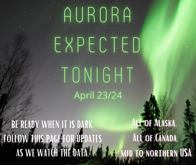 Aurora expected tonight. Imminent northern lights with excellent data. 